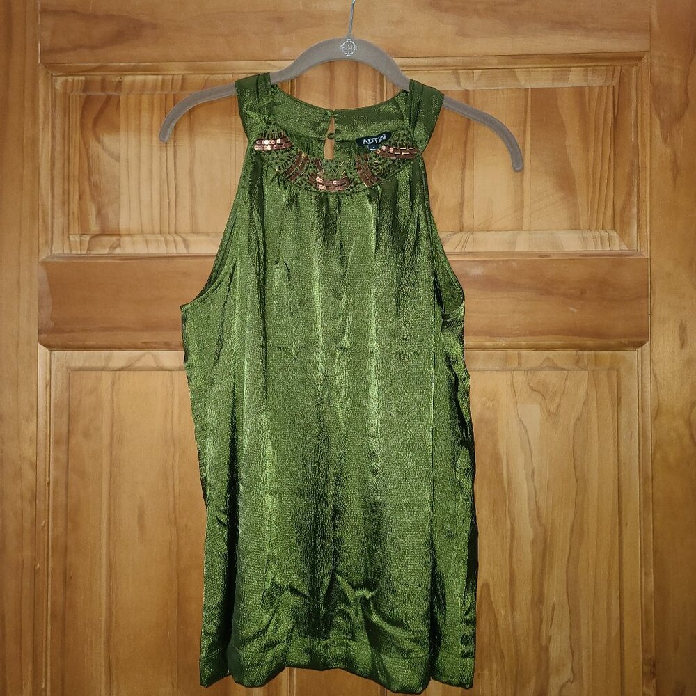 Apt. 9 Avocado Tank top with Embellished Neckline